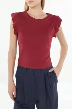 Футболка хлопковая с рюшами на рукавах OVS