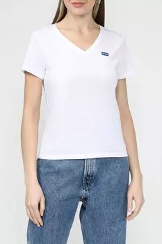 Футболка хлопковая с V-вырезом HUGO