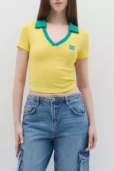 Футболка хлопковая с v-вырезом укороченная Baby Angel