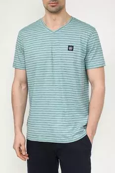 Футболка хлопковая с V-вырезом в полоску LERROS