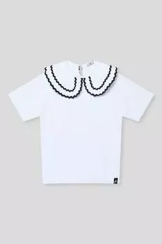 Футболка хлопковая с воротником и контрастными деталями Junior Republic