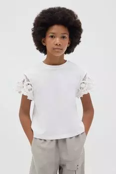 Футболка хлопковая с вязаными деталями OVS