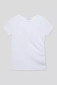 Футболка хлопковая со сборкой на боку Calvin Klein Jeans
