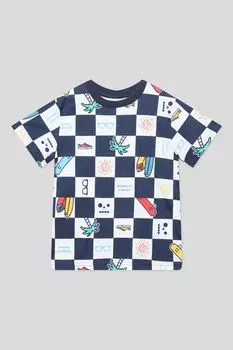 Футболка хлопковая в клетку с принтом OVS