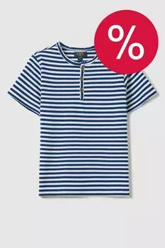 Футболка хлопковая в полоску на пуговицах OVS