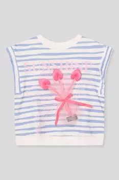 Футболка хлопковая в полоску с декором Choupette