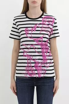 Футболка хлопковая в полоску с принтом Минни Маус Desigual