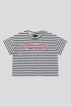 Футболка хлопковая в полоску с принтом OVS