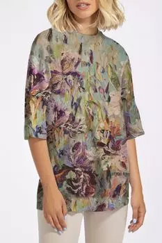 Футболка хлопковое с принтом Джаз цветов ARTOGRAPH