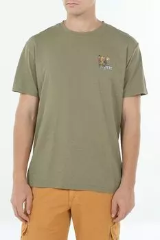 Футболка из хлопка и льна с принтом Bomboogie