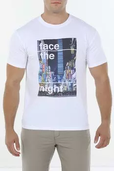 Футболка из хлопка и льна с принтом Bomboogie