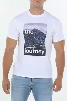 Футболка из хлопка и льна с принтом Bomboogie