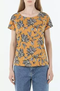 Футболка из хлопка и льна с принтом OVS