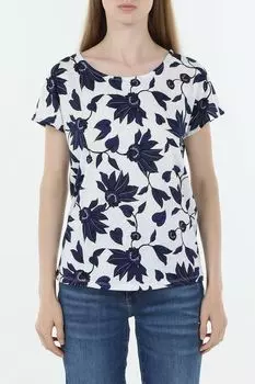 Футболка из хлопка и льна с принтом OVS