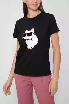 Футболка из органического хлопка с принтом Karl Lagerfeld