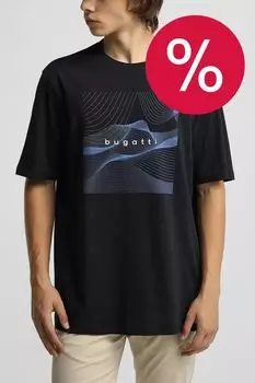 Футболка из смесового хлопка с принтом Bugatti