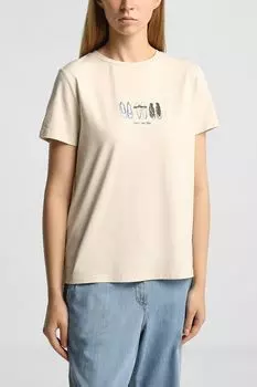 Футболка из смесового хлопка с принтом Comma