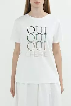 Футболка из смесового хлопка с принтом Comma