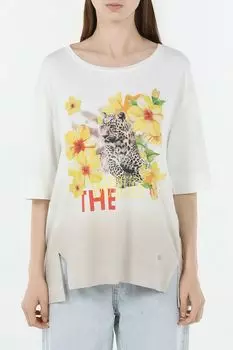 Футболка из смесового хлопка с принтом Monari