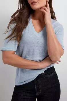 Футболка льняная с v-образным вырезом BOSS