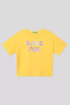 Футболка с блестящим принтом Benetton
