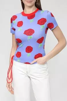 Футболка с цветочным принтом VERSACE JEANS COUTURE