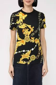 Футболка с фирменным принтом VERSACE JEANS COUTURE