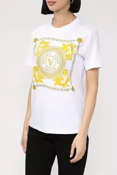 Футболка с фирменным принтом VERSACE JEANS COUTURE
