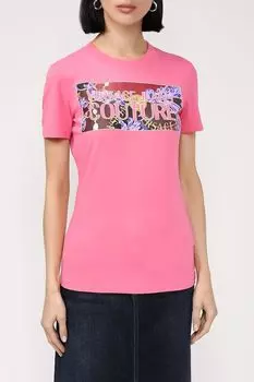 Футболка с фирменным принтом VERSACE JEANS COUTURE