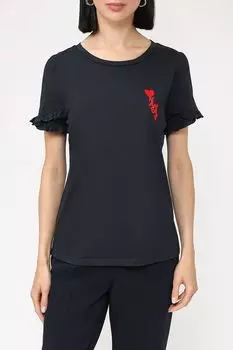 Футболка с оборками на рукавах Naf Naf