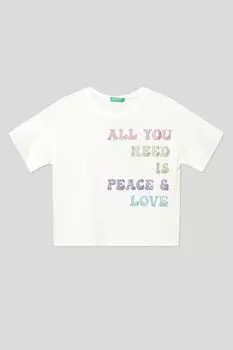 Футболка с текстовым принтом Benetton