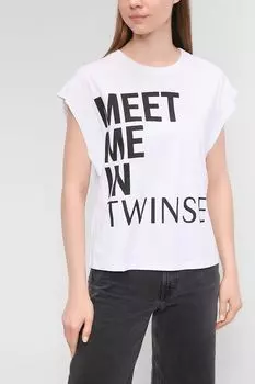 Футболка с текстовым принтом TWINSET