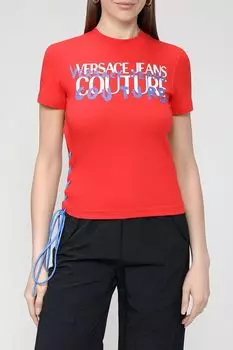 Футболка с текстовым принтом VERSACE JEANS COUTURE