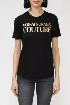 Футболка с золотистым логотипом VERSACE JEANS COUTURE