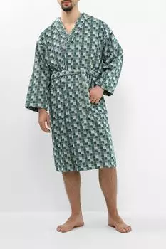 Халат хлопковый с капюшоном в клетку Mosaico Verde COINCASA