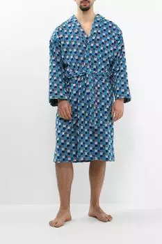 Халат хлопковый с капюшоном в клетку Mosaico Blue COINCASA