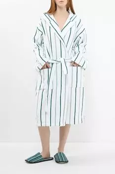 Халат хлопковый с капюшоном в полоску Green Stripes COINCASA