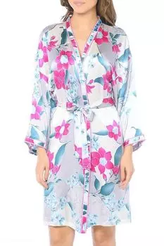 Халат шелковый с принтом Del Fiore