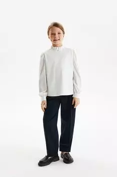 Хлопковая блуза с ажурными вставками Silver Spoon