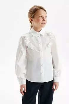 Хлопковая блуза с кружевной отделкой Silver Spoon