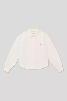 Хлопковая блуза с логотипом бренда Calvin Klein Jeans