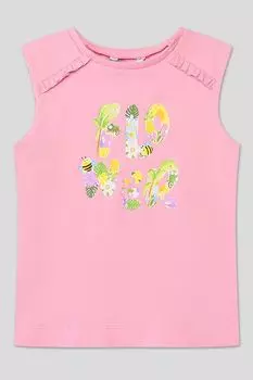 Хлопковая футболка без рукавов с принтом Mayoral