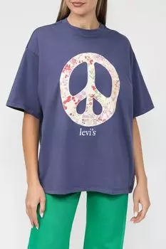 Хлопковая футболка оверсайз с принтом LEVI'S