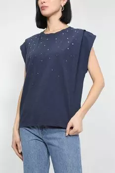 Хлопковая футболка с декором PEPE JEANS