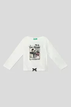 Хлопковая футболка с длинным рукавом Benetton