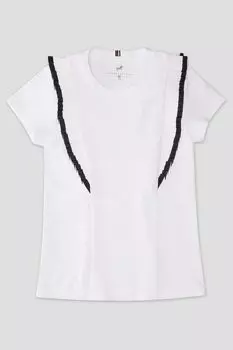 Хлопковая футболка с контрастными оборками Junior Republic