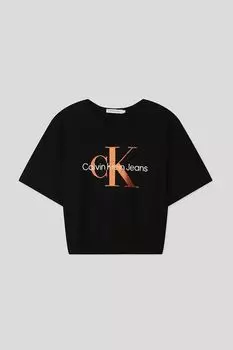 Хлопковая футболка с логотипом бренда Calvin Klein Jeans