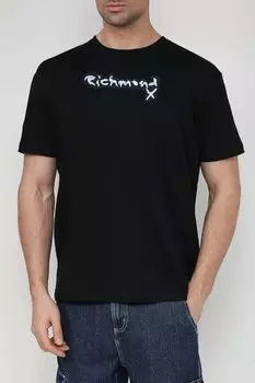 Хлопковая футболка с логотипом бренда John Richmond