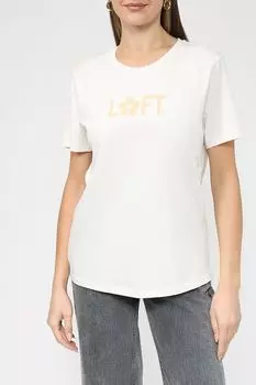 Хлопковая футболка с логотипом бренда Loft