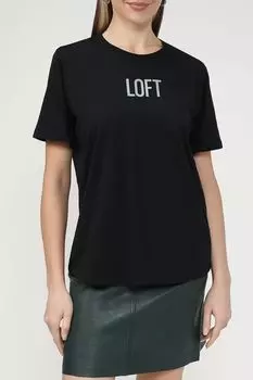 Хлопковая футболка с логотипом бренда Loft